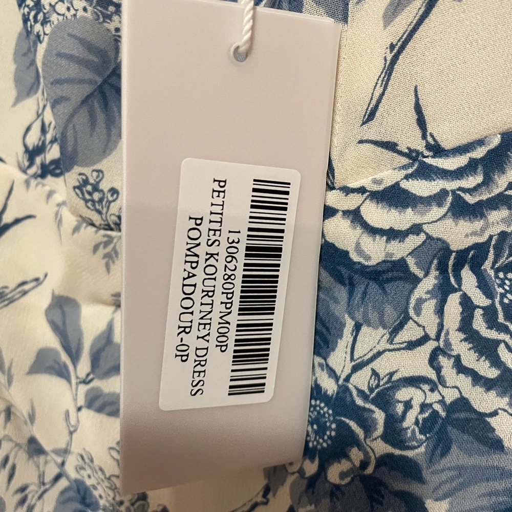 Reformation Kourtney Pompadour White and Blue Floral Midi Dress - size 0 petite - Picture 5 of 6